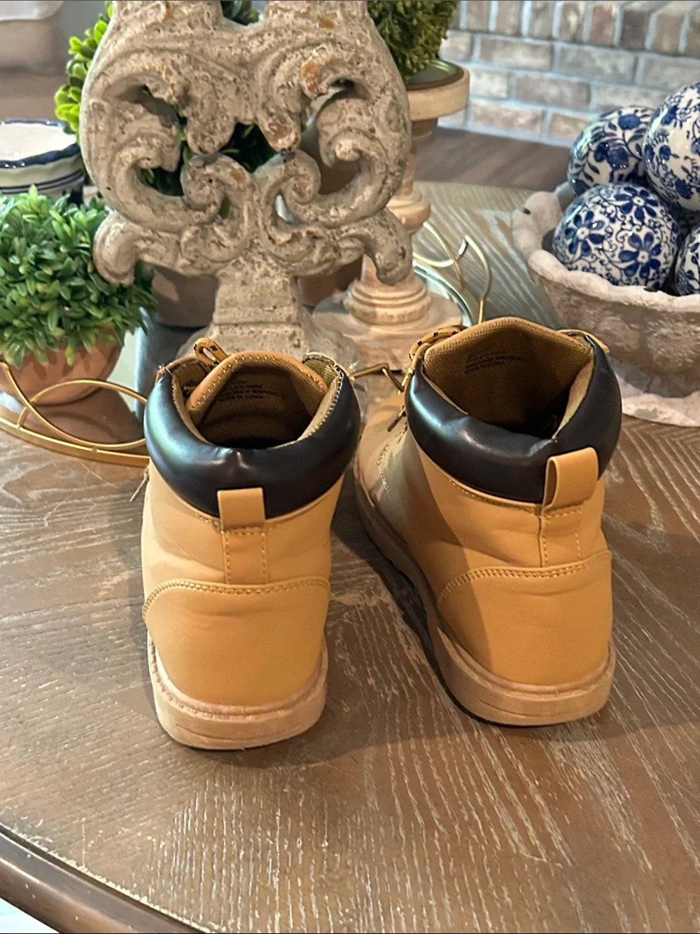 Kids Tan Workmen Work Style Boots Big Boys Size 3